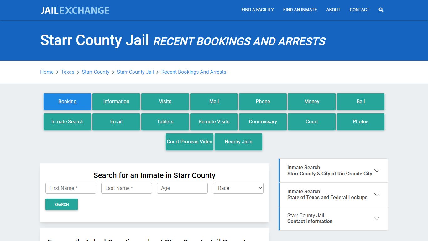 Starr County Jail Recent Bookings And Arrests - Jail Exchange